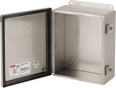 nVent Hoffman - Stainless Steel Junction Box Enclosure Hinge Flat Cover - NEMA 4, 12, 13, 4X, 12" Wide x 14" High x 6" Deep - Top Tool & Supply