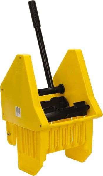 PRO-SOURCE - 32 Qt Plastic Wringer - 11-1/2" Long x 17" High x 12-1/2" Wide, Yellow, Steel Handle - Top Tool & Supply