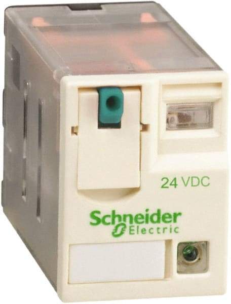 Square D - 8 Pins, Ice Cube Electromechanical Plug-in General Purpose Relay - 12 Amp at 277 V, DPDT, 24 VDC, 21mm Wide x 40mm High x 27mm Deep - Top Tool & Supply