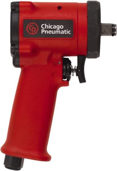 Chicago Pneumatic - 1/2" Drive, 9,000 RPM, 450 Ft/Lb Torque Impact Wrench - Pistol Grip Handle, 1,400 IPM, 19.6 CFM, 90 psi, 1/4" NPT Inlet - Top Tool & Supply