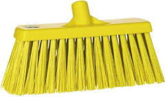 Vikan - 12" Heavy Duty Synthetic Push Broom - 2" Bristle Length, Plastic Block, European Threaded Handle Connection - Top Tool & Supply