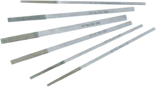 Strauss - 2.244" OAL Very Fine Flat Needle Diamond File - 0.242" Wide x 0.118" Thick, 0.59 LOC, Gray, 54 Grit - Top Tool & Supply