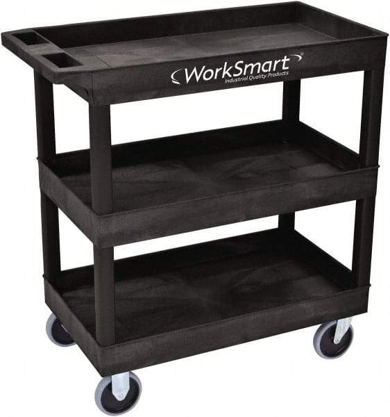 Value Collection - 500 Lb Capacity, 18" Wide x 35" Long x 36" High Shelf Cart - 3 Shelf, Plastic, 2 Rigid/2 Swivel Casters - Top Tool & Supply