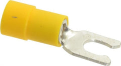 Thomas & Betts - #8 Stud, 12 to 10 AWG Compatible, Partially Insulated, Crimp Connection, Locking Fork Terminal - Top Tool & Supply