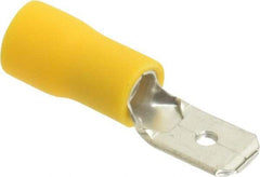 Thomas & Betts - 12 to 10 AWG, Vinyl, Fully Insulated, Male Wire Disconnect - 1/4 Inch Wide Tab, Yellow, RoHS Compliant, UL 94 V-0 - Top Tool & Supply