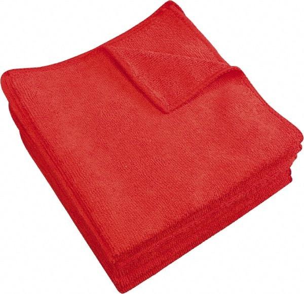 PRO-SOURCE - Reusable Microfiber Wipes - 12" x 12" Sheet Size, Red - Top Tool & Supply