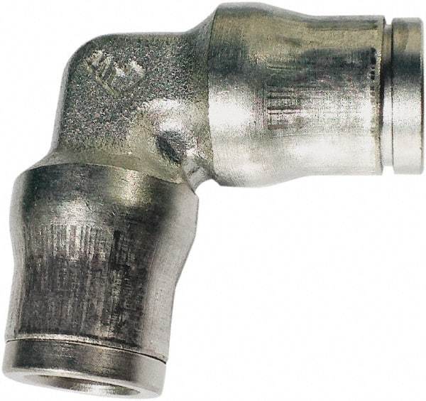 Legris - 14mm Outside Diam, Nickel Plated Brass Push-to-Connect Tube Union Elbow - 435 Max psi, Tube to Tube Connection, FKM O-Ring - Top Tool & Supply