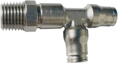 Legris - 1/2" Outside Diam, 1/2 NPT, Nickel Plated Brass Push-to-Connect Tube Male Run Tee - 435 Max psi, Tube to Male NPT Connection, FKM O-Ring - Top Tool & Supply