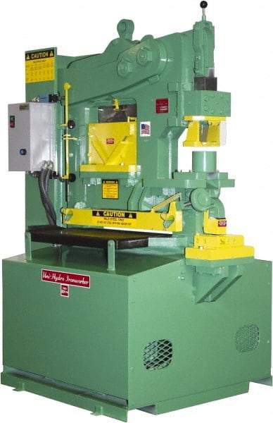 Uni-Hydro - 9" Throat Depth, 80 Ton Punch Pressure, 2" in 1/2" Punch Capacity Ironworker - 7-1/2 hp, 3 Phase, 220/480 Volts, 46" Wide x 70" High x 37" Deep - Top Tool & Supply