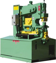 Uni-Hydro - 12" Throat Depth, 105 Ton Punch Pressure, 1-5/16" in 1" Punch Capacity Ironworker - 7-1/2 hp, 3 Phase, 220/480 Volts, 61-1/2" Wide x 70" High x 41" Deep - Top Tool & Supply