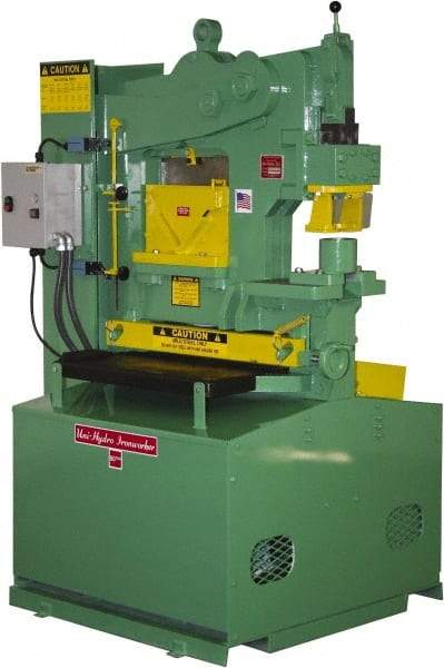 Uni-Hydro - 9" Throat Depth, 80 Ton Punch Pressure, 2" in 1/2" Punch Capacity Ironworker - 7-1/2 hp, 3 Phase, 220/480 Volts, 46" Wide x 70" High x 37" Deep - Top Tool & Supply