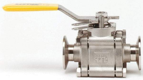 Sharpe Valves - 3" Pipe, Full Port, Stainless Steel Standard Ball Valve - 3 Piece, Inline - One Way Flow, Tube O.D. x Tube O.D. Ends, Locking Lever Handle, 720 WOG, 125 WSP - Top Tool & Supply