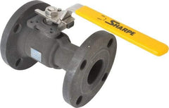 Sharpe Valves - 2" Pipe, Standard Port, Carbon Steel Standard Ball Valve - 1 Piece, Inline - One Way Flow, Flanged x Flanged Ends, Locking Lever Handle, 300 WOG, 150 WSP - Top Tool & Supply