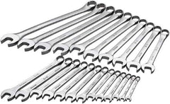 SK - 23 Piece, 8mm to 32mm, 12 Point Combination Wrench Set - Metric Measurement Standard, Chrome Finish, Comes in Rack - Top Tool & Supply