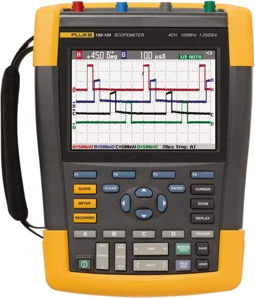 Fluke - 100 MHz, 4 Channel, Portable Oscilloscope - 2 to 100,000 V/div Vertical Deflection - Top Tool & Supply