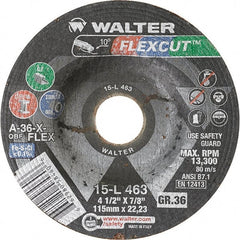 WALTER Surface Technologies - 4-1/2" Diam x 7/8" Hole, 36 Grit Surface Grinding Wheel - Top Tool & Supply