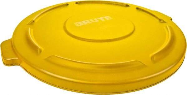 Rubbermaid - Round Lid for Use with 55 Gal Round Trash Cans - Yellow, Polyethylene, For Brute Trash Cans - Top Tool & Supply