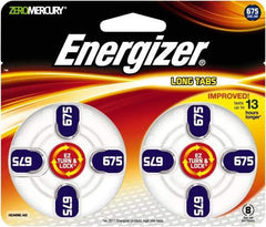 Energizer - Size 675, Zinc Air, 1 Pack, Hearing Aid Battery - 1.4 Volts, Button Tab Terminal, PR44 - Top Tool & Supply