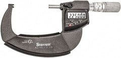 Starrett - 2 to 3" Range, Standard Throat IP67 Electronic Outside Micrometer - Friction Thimble, Carbide Face, CR2032 Battery - Top Tool & Supply