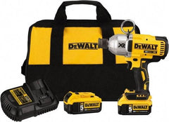 DeWALT - 7/16" Drive 20 Volt Mid-Handle Cordless Impact Wrench & Ratchet - 400/900/1,200 RPM, 0 to 2,400 BPM, 500 Ft/Lb Torque, 2 Lithium-Ion Batteries Included - Top Tool & Supply