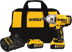 DeWALT - 3/4" Drive 20 Volt Mid-Handle Cordless Impact Wrench & Ratchet - 400/900/1,200 RPM, 0 to 2,400 BPM, 700 Ft/Lb Torque, 2 Lithium-Ion Batteries Included - Top Tool & Supply