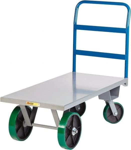 Little Giant - 4,000 Lb Capacity Steel Platform Truck - Steel Deck, 30" OAW, Polyurethane Casters - Top Tool & Supply