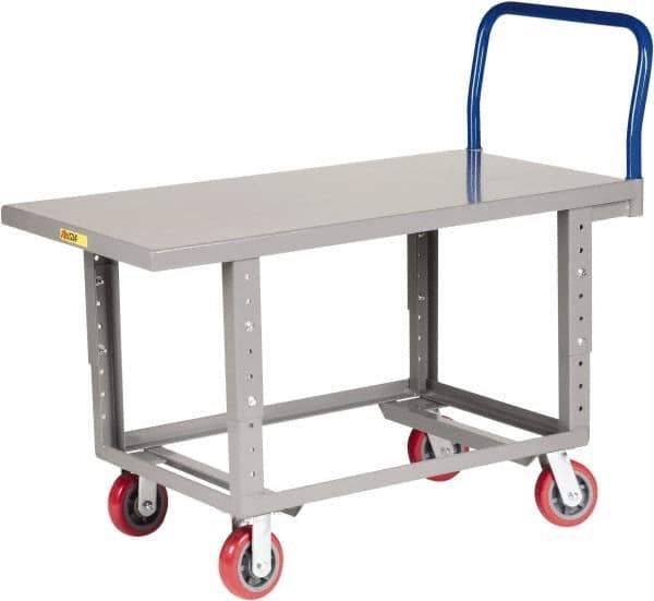 Little Giant - 2,000 Lb Capacity Steel Work Height Platform Truck - Steel Deck, 30" OAW, Polyurethane Casters - Top Tool & Supply