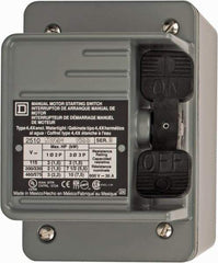 Square D - 3 Poles, 30 Amp, NEMA, Enclosed Toggle Manual Motor Starter - 1 hp at 90 VDC, 10 hp at 460 VAC, 10 hp at 575 VAC, 1-1/2 hp at 230 VDC, 2 hp at 115 VAC, 2 hp at 115 VDC & 7-1/2 hp at 230 VAC, CE, CSA, NEMA 4 & UL Listed - Top Tool & Supply