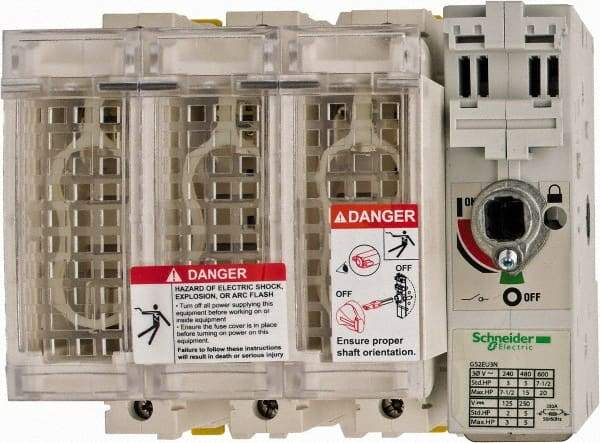 Schneider Electric - 3 Pole, 600 Volt, 30 Amp, Pressure Plate and DIN Rail Mount Fuse Holder - Compatible with J Class, 149mm Wide Fuse - Top Tool & Supply