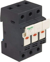 Schneider Electric - 3 Pole, 600 Volt, 32 Amp, DIN Rail Mount Fuse Holder - Compatible with 38mm Long x 52mm Wide and 10mm Diameter Fuse - Top Tool & Supply