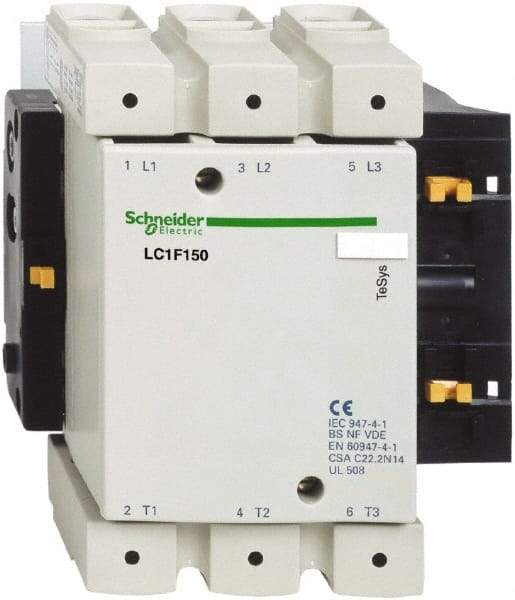 Schneider Electric - 3 Pole, 24 Coil VDC, 250 Amp at 440 VAC, Nonreversible IEC Contactor - Bureau Veritas, CCC, CSA, DNV, EN/IEC 60947-1, EN/IEC 60947-4-1, GL, JEM 1038, LROS, RINA, RMRoS, RoHS Compliant, UL Listed - Top Tool & Supply