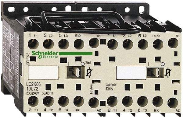 Schneider Electric - 3 Pole, 110 Coil VAC at 50/60 Hz, 6 Amp at 440 VAC, Reversible IEC Contactor - BS 5424, CSA, IEC 60947, NF C 63-110, RoHS Compliant, UL Listed, VDE 0660 - Top Tool & Supply