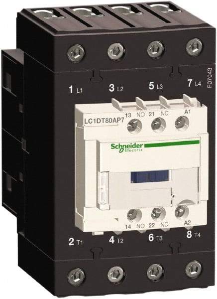 Schneider Electric - 4 Pole, 120 Coil VAC at 50/60 Hz, 80 Amp at 440 VAC, Nonreversible IEC Contactor - Bureau Veritas, CCC, CSA, CSA C22.2 No. 14, DNV, EN/IEC 60947-4-1, EN/IEC 60947-5-1, GL, GOST, LROS, RINA, UL 508, UL Listed - Top Tool & Supply