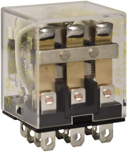 Square D - 1/2 hp at 120 Volt & 3/4 hp at 240 Volt, Electromechanical Plug-in General Purpose Relay - 10 Amp at 250 VAC, 3PDT, 120 VAC at 50/60 Hz - Top Tool & Supply