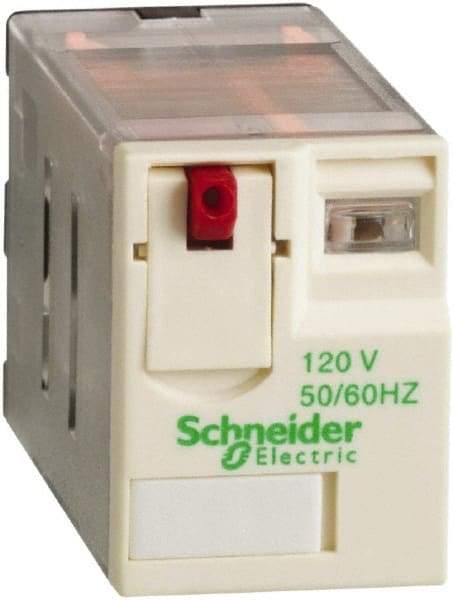 Schneider Electric - 3,750 VA Power Rating, Electromechanical Plug-in General Purpose Relay - 15 Amp at 250 VAC & 28 VDC, 2CO, 120 VAC - Top Tool & Supply