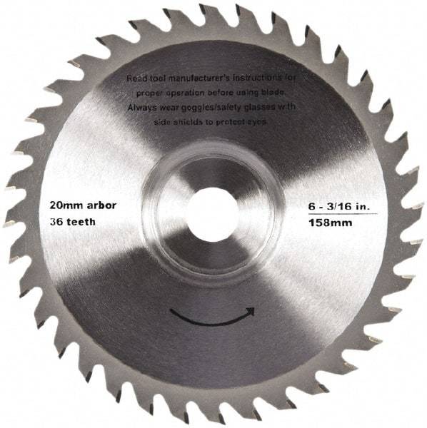 QEP - 6-3/16" Diam, 20mm Arbor Hole Diam, 36 Tooth Wet & Dry Cut Saw Blade - Tungsten Carbide-Tipped, Crosscut Action, Standard Round Arbor - Top Tool & Supply