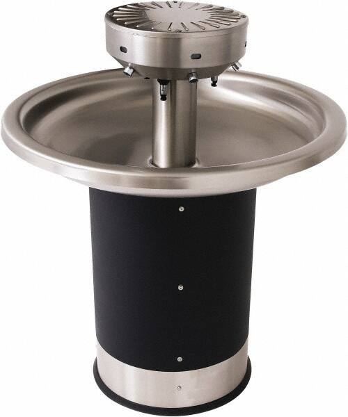 Acorn Engineering - Circular, Infrared Sensor, Floor Outlet Drain, 38-1/4" Diam, 6 Person Capacity, Stainless Steel & Vinylclad Galvanized Steel, Wash Fountain - 0.5 GPM - Top Tool & Supply