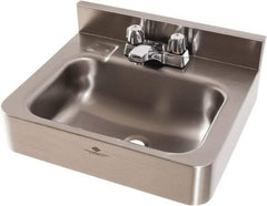 Acorn Engineering - 9-1/2" Long x 14-1/2" Wide Inside, 1 Compartment, Grade 304 Stainless Steel Lavatory Sink-Wall Hung - 16 Gauge, 15" Long x 18" Wide x 7" High Outside, 6" Deep - Top Tool & Supply