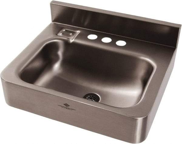 Acorn Engineering - 9-1/2" Long x 14-1/2" Wide Inside, 1 Compartment, Grade 304 Stainless Steel Lavatory Sink-Wall Hung - 16 Gauge, 15" Long x 18" Wide x 7" High Outside, 6" Deep - Top Tool & Supply