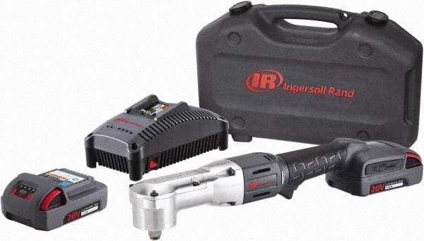 Ingersoll-Rand - 1/2" Drive 20 Volt Angled Cordless Impact Wrench & Ratchet - 1,900 RPM, 3,000 BPM, 180 Ft/Lb Torque, 2 Lithium-Ion Batteries Included - Top Tool & Supply