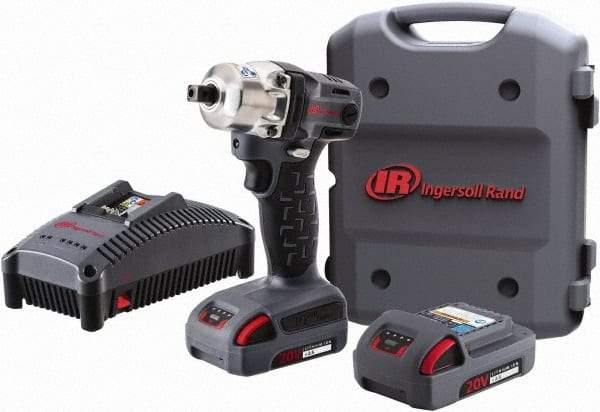 Ingersoll-Rand - 1/2" Drive 20 Volt Pistol Grip Cordless Impact Wrench & Ratchet - 1,900 RPM, 2,800 BPM, 160 Ft/Lb Torque, 2 Lithium-Ion Batteries Included - Top Tool & Supply