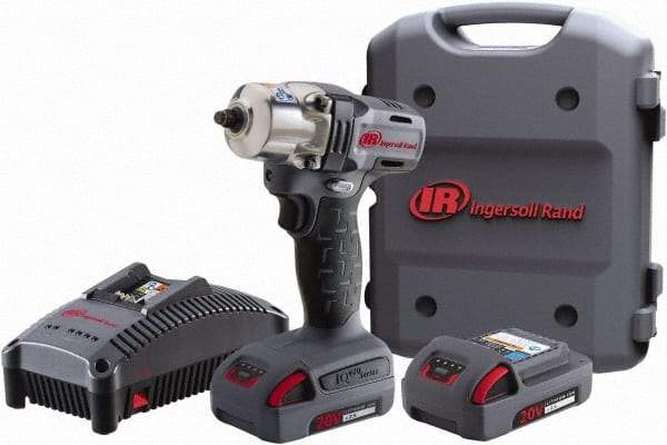 Ingersoll-Rand - 1/2" Drive 20 Volt Pistol Grip Cordless Impact Wrench & Ratchet - 1,700 RPM, 2,900 BPM, 160 Ft/Lb Torque, 2 Lithium-Ion Batteries Included - Top Tool & Supply