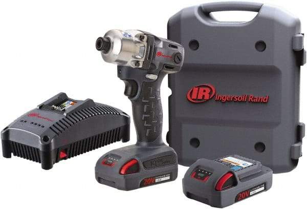 Ingersoll-Rand - 1/4" Drive 20 Volt Pistol Grip Cordless Impact Wrench & Ratchet - 1,900 RPM, 2,800 BPM, 160 Ft/Lb Torque, 2 Lithium-Ion Batteries Included - Top Tool & Supply