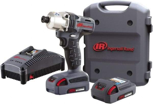 Ingersoll-Rand - 1/4" Drive 20 Volt Pistol Grip Cordless Impact Wrench & Ratchet - 1,900 RPM, 2,800 BPM, 160 Ft/Lb Torque, 2 Lithium-Ion Batteries Included - Top Tool & Supply