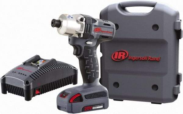 Ingersoll-Rand - 1/4" Drive 20 Volt Pistol Grip Cordless Impact Wrench & Ratchet - 1,900 RPM, 2,800 BPM, 160 Ft/Lb Torque, 1 Lithium-Ion Battery Included - Top Tool & Supply