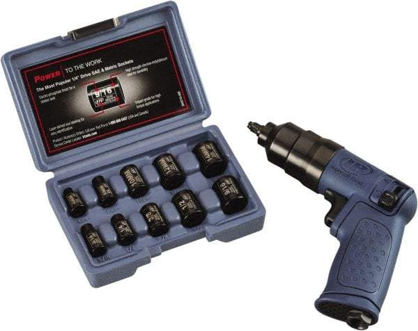 Ingersoll-Rand - 1/4" Drive, 14,500 RPM, 55 Ft/Lb Torque Impact Wrench Set - Pistol Grip Handle, 3,650 IPM, 13 CFM, 90 psi, 1/4" NPTF Inlet - Top Tool & Supply