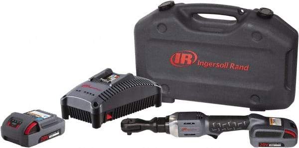 Ingersoll-Rand - 3/8" Drive 20 Volt Angled Cordless Impact Wrench & Ratchet - 225 RPM, 54 Ft/Lb Torque, 2 Lithium-Ion Batteries Included - Top Tool & Supply