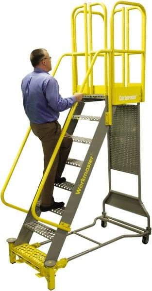 Cotterman - 158" 9 Step Super Duty Ladder - Rolling Safety Ladder, 1,000 Lb Capacity, 44" Base Width x 53" Base Depth, Grip Strut - Top Tool & Supply