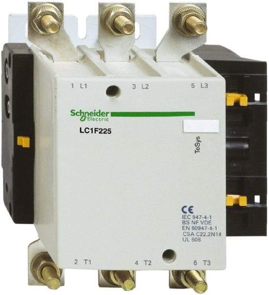 Schneider Electric - 3 Pole, 225 Amp at 440 VAC and 315 Amp at 440 VAC, Nonreversible IEC Contactor - Bureau Veritas, CCC, CSA, DNV, EN/IEC 60947-1, EN/IEC 60947-4-1, GL, JEM 1038, LROS, RINA, RMRoS, RoHS Compliant, UL Listed - Top Tool & Supply