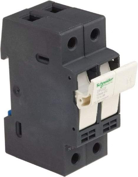 Schneider Electric - 2 Pole, 600 Volt, 30 Amp, DIN Rail Mount Fuse Holder - Compatible with CC Class, 35mm Wide Fuse - Top Tool & Supply